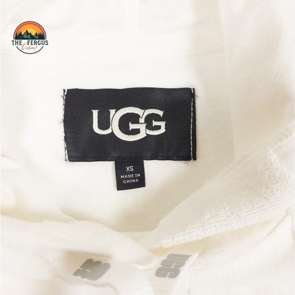 UGG Women’s Kassey Hooded Dress White Check Cotton Blend Cover Up XS - Picture 7 of 12